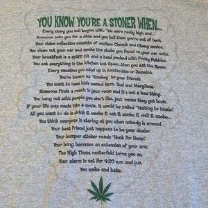 Vintage Delta Pro Weight Tee Size XL "You Know Your a Stoner When" T Shirt